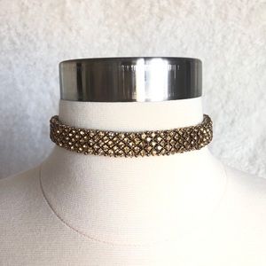 Gold Colored Rhinestone Adjustable Choker